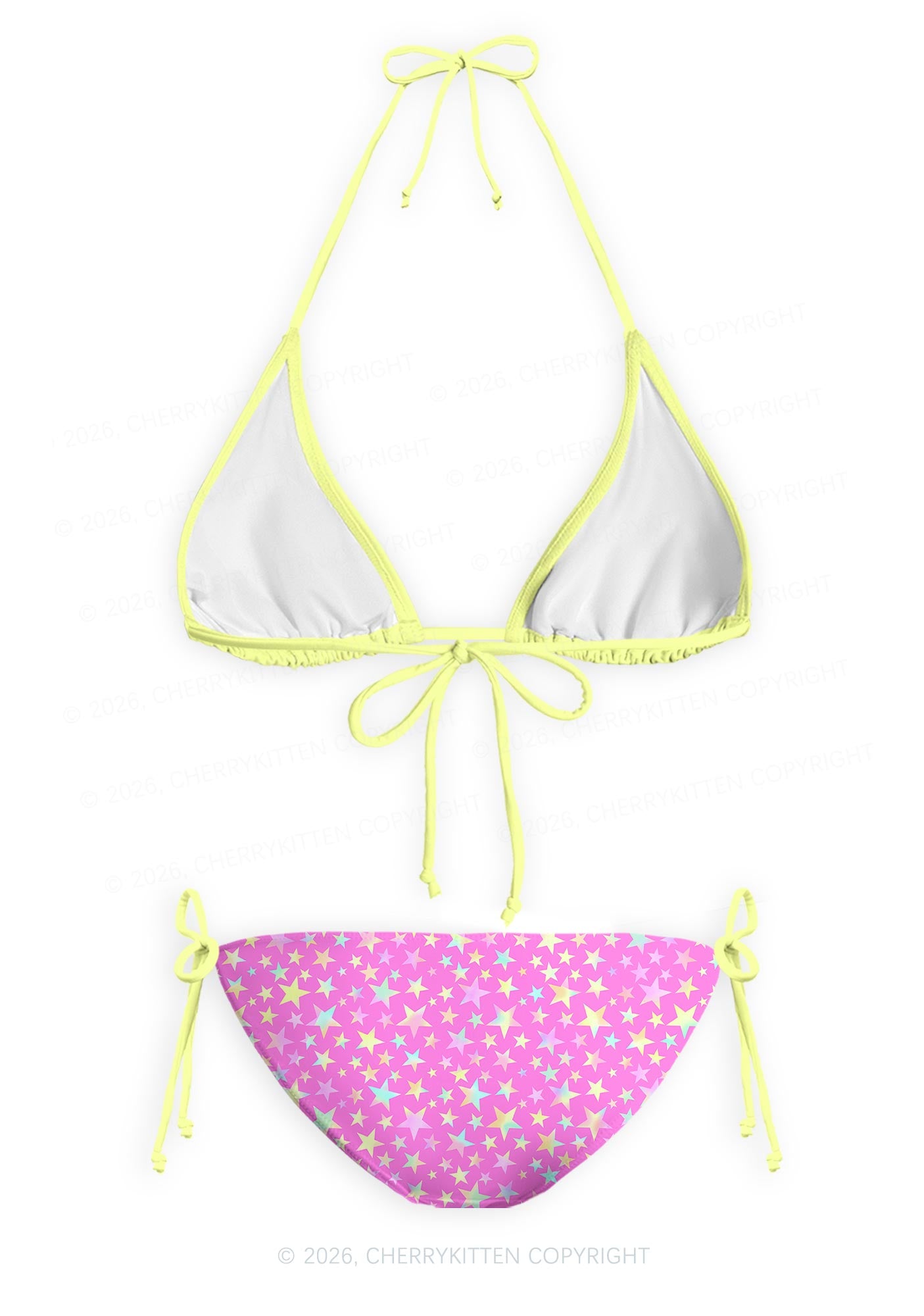Hot Pink Alpha Male Pride Y2K Print Bikini Set Cherrykitten