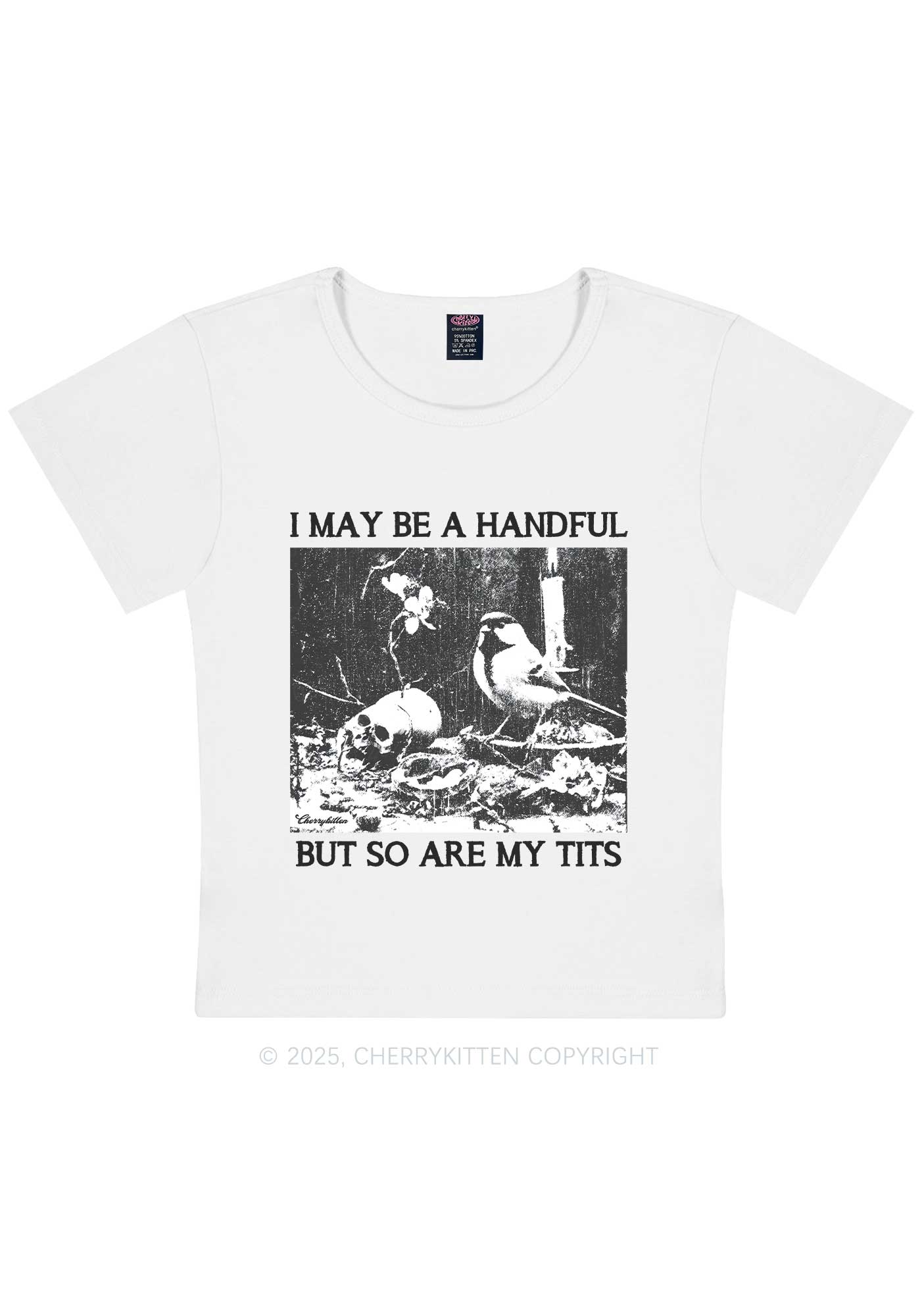 Halloween I May Be A Handful Y2K Baby Tee Cherrykitten