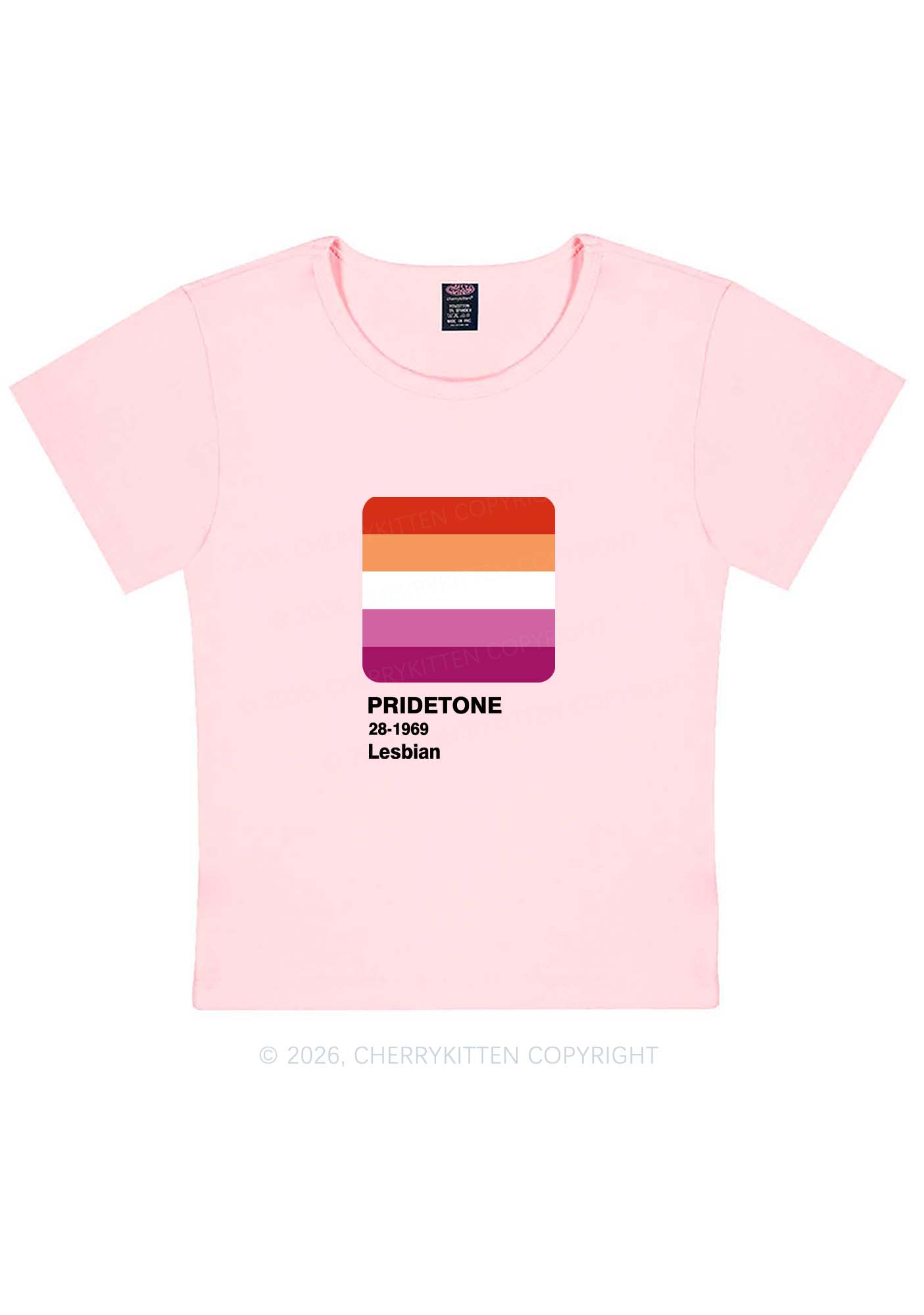 Pridetone Lesbian Pride Y2K Baby Tee Cherrykitten