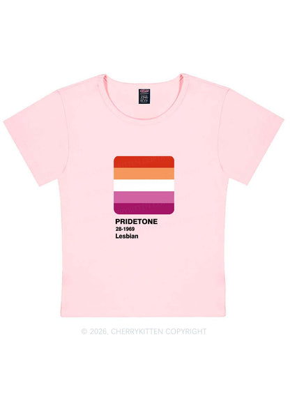 Pridetone Lesbian Pride Y2K Baby Tee Cherrykitten