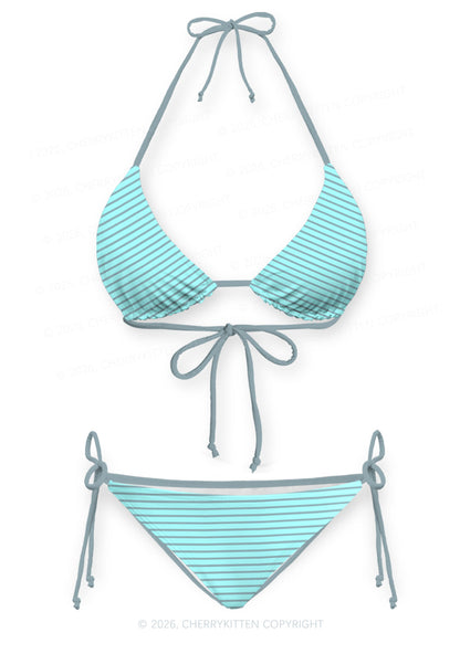 Grey Stripes On Green Y2K Print Bikini Set Cherrykitten
