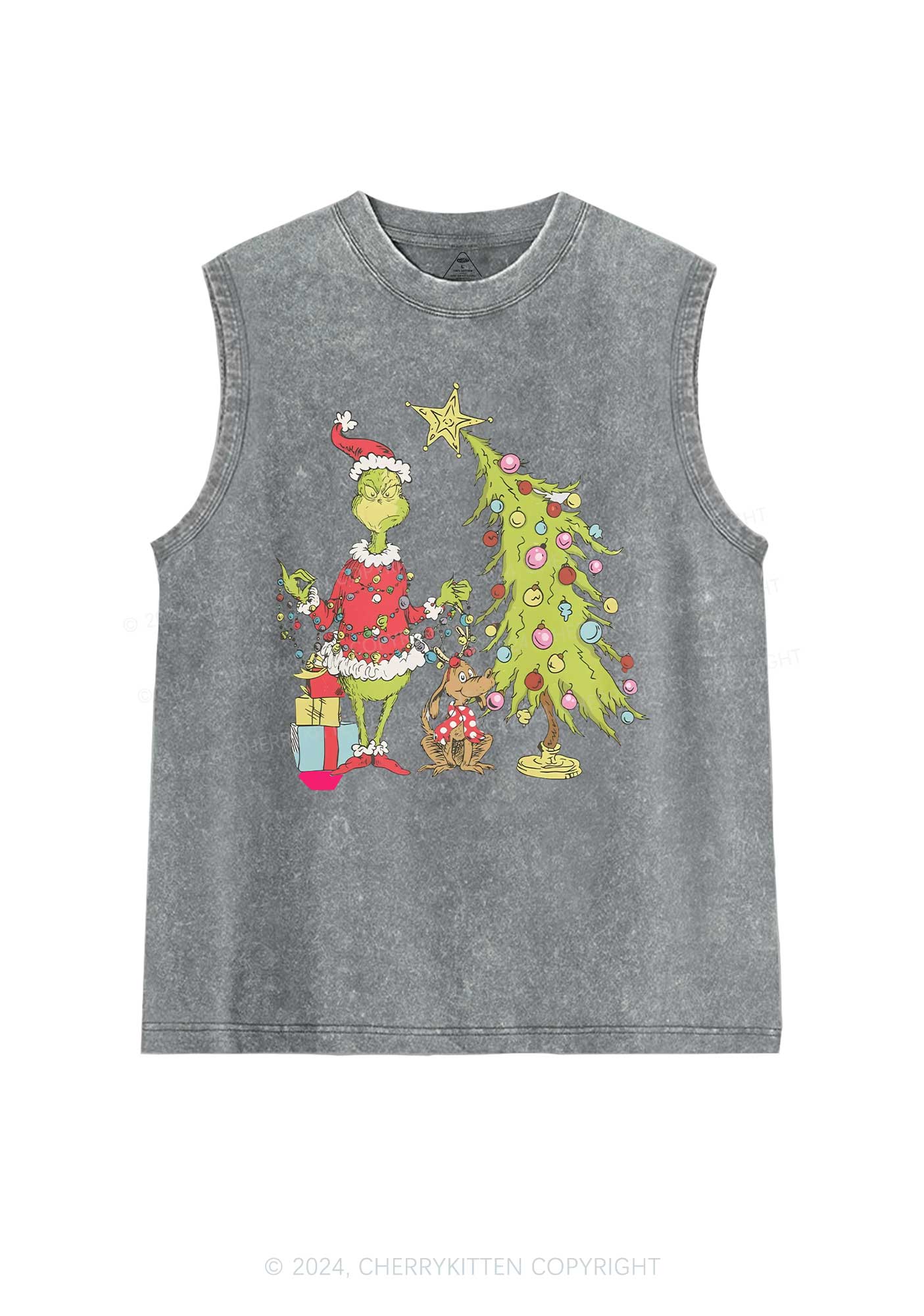 Christmas Tree Gift Y2K Washed Tank Cherrykitten