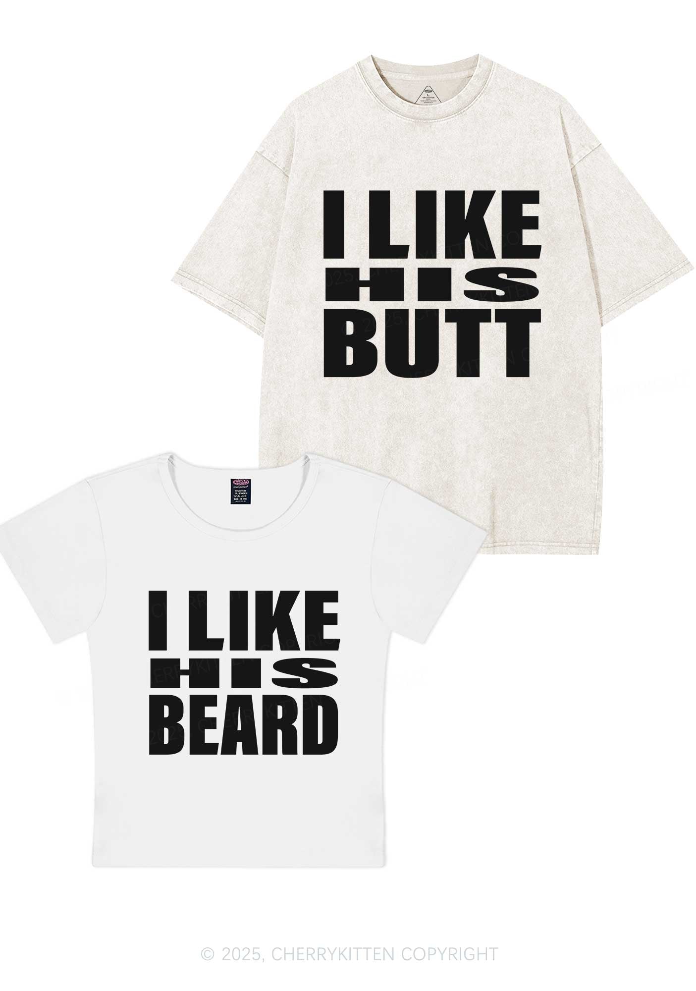I Like His Beard Y2K Valentine's Day Couple Shirt Cherrykitten