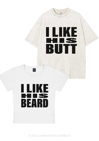 I Like His Beard Y2K Valentine's Day Couple Shirt Cherrykitten