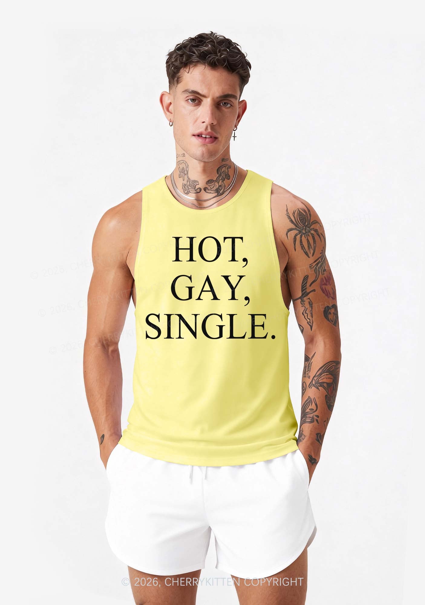 Hot Gay Single Pride Y2K Men Racerback Tank Top Cherrykitten