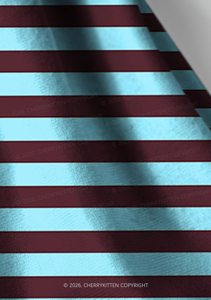 Blue Brown Stripes Y2K Print Headband Cherrykitten