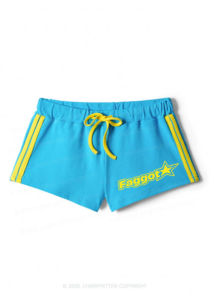 Faggot Star Logo Pride Y2K Drawstring Mini Shorts Cherrykitten
