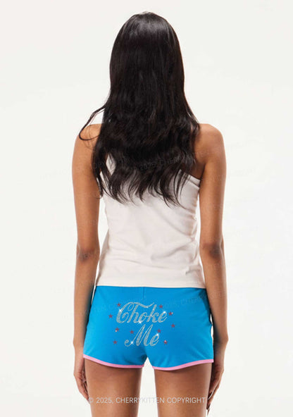 Rhinestone Choke Me Y2K Booty Shorts Cherrykitten