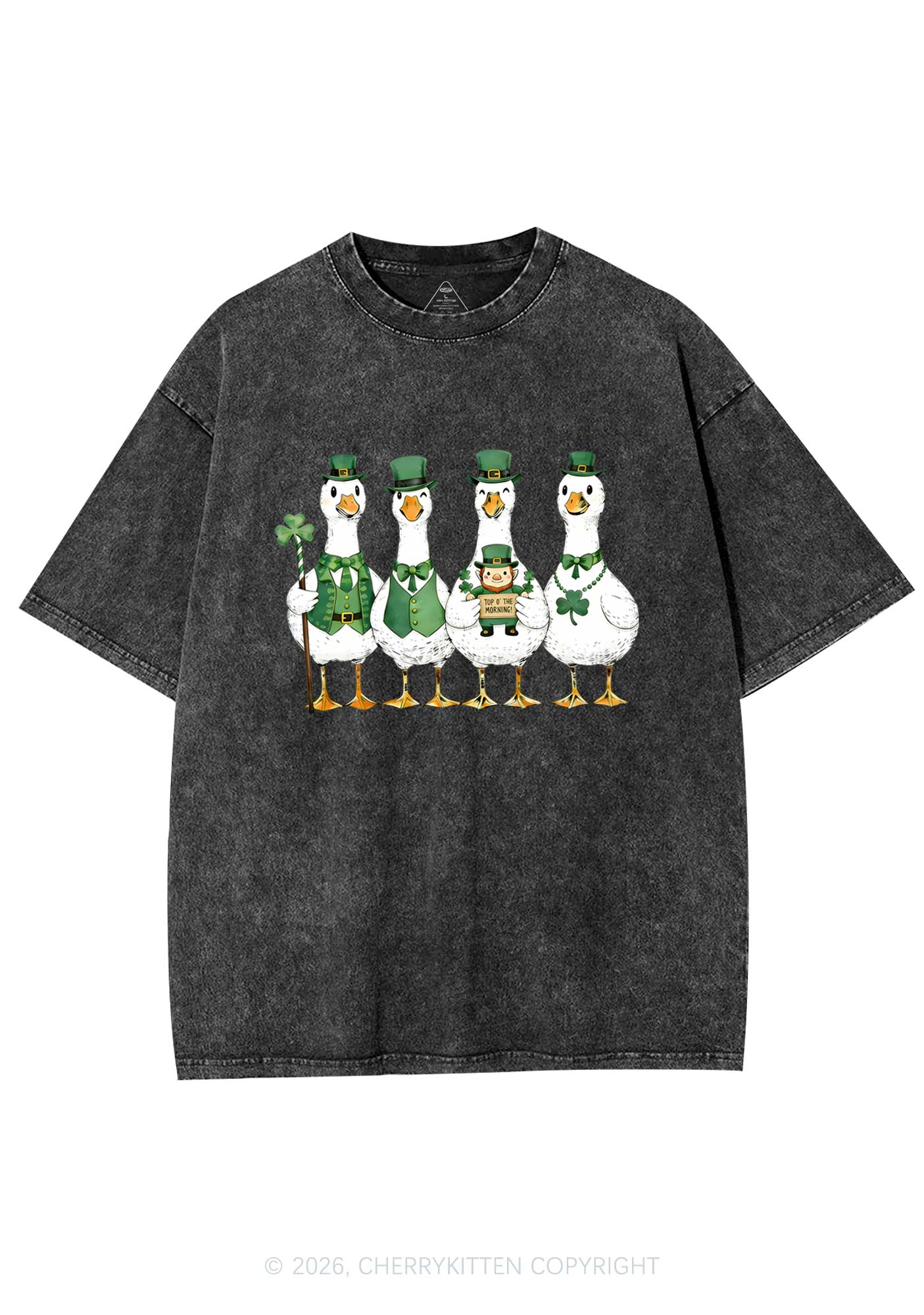 Irish Goose Gang St Patricks Y2K Shirts Washed Tee Cherrykitten