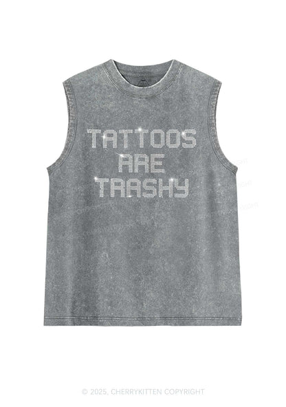 Rhinestone Tattoos Are Trashy Y2K Washed Muscle Tank Cherrykitten