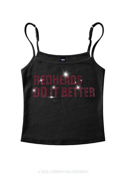 Rhinestone Redheads Do It Better Y2K Spaghetti Strap Cami Cherrykitten