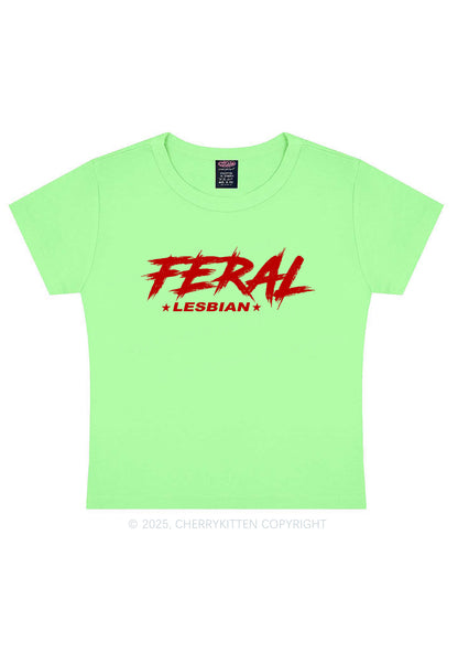 Feral Lesbian Pride Y2K Baby Tee Cherrykitten