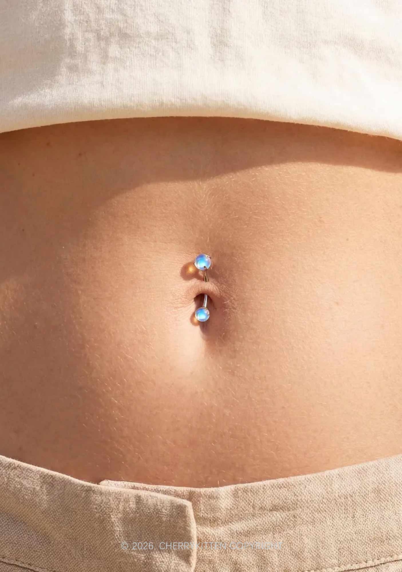 1pc Titanium Moonstone Y2K Navel Piercing Cherrykitten