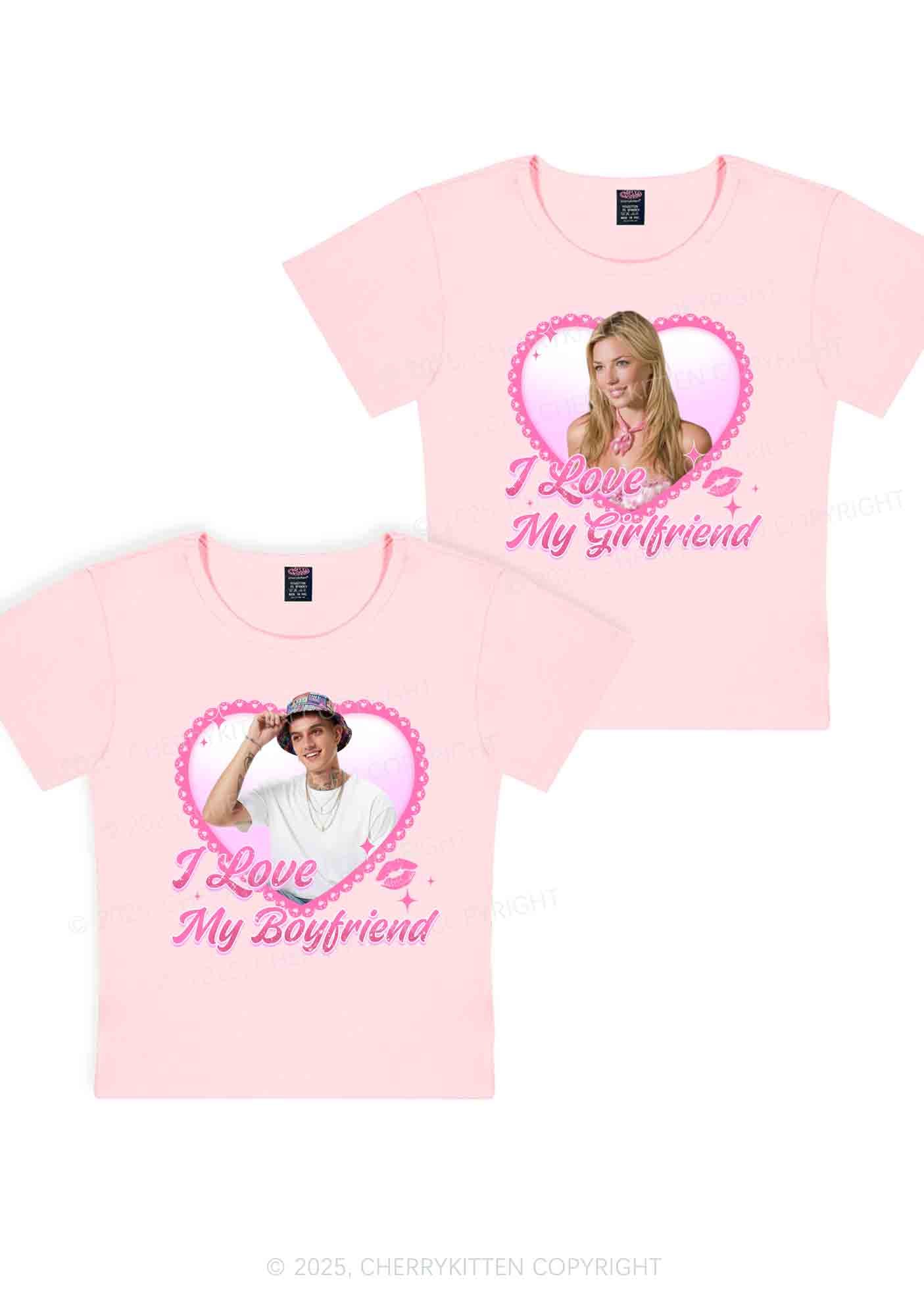 Custom Love My GF BF Photo Y2K Valentine's Day Baby Tee Cherrykitten