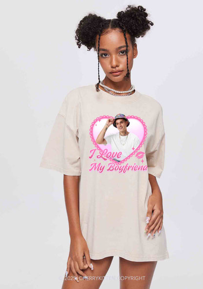 Custom Love My GF BF Photo Y2K Valentine's Day Washed Tee Cherrykitten