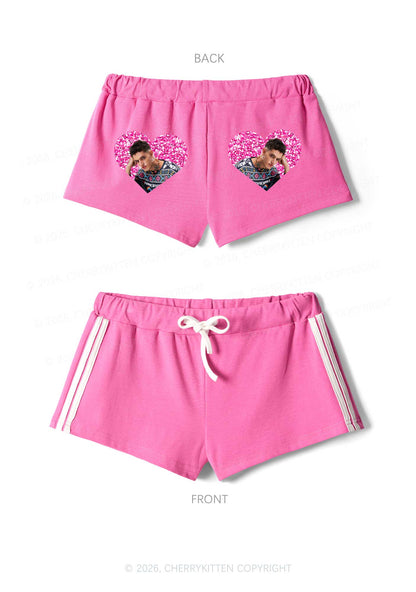 Glitter Heart Custom Face Valentine's Day Y2K Drawstring Mini Shorts Cherrykitten