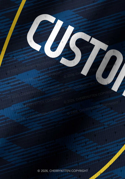 Custom Navy Blue Yellow Stripes Y2K Crop Football Jersey Shirts Cherrykitten