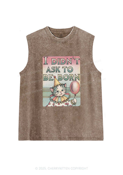 Cat Didnt Ask To Be Born Y2K Washed Tank Cherrykitten