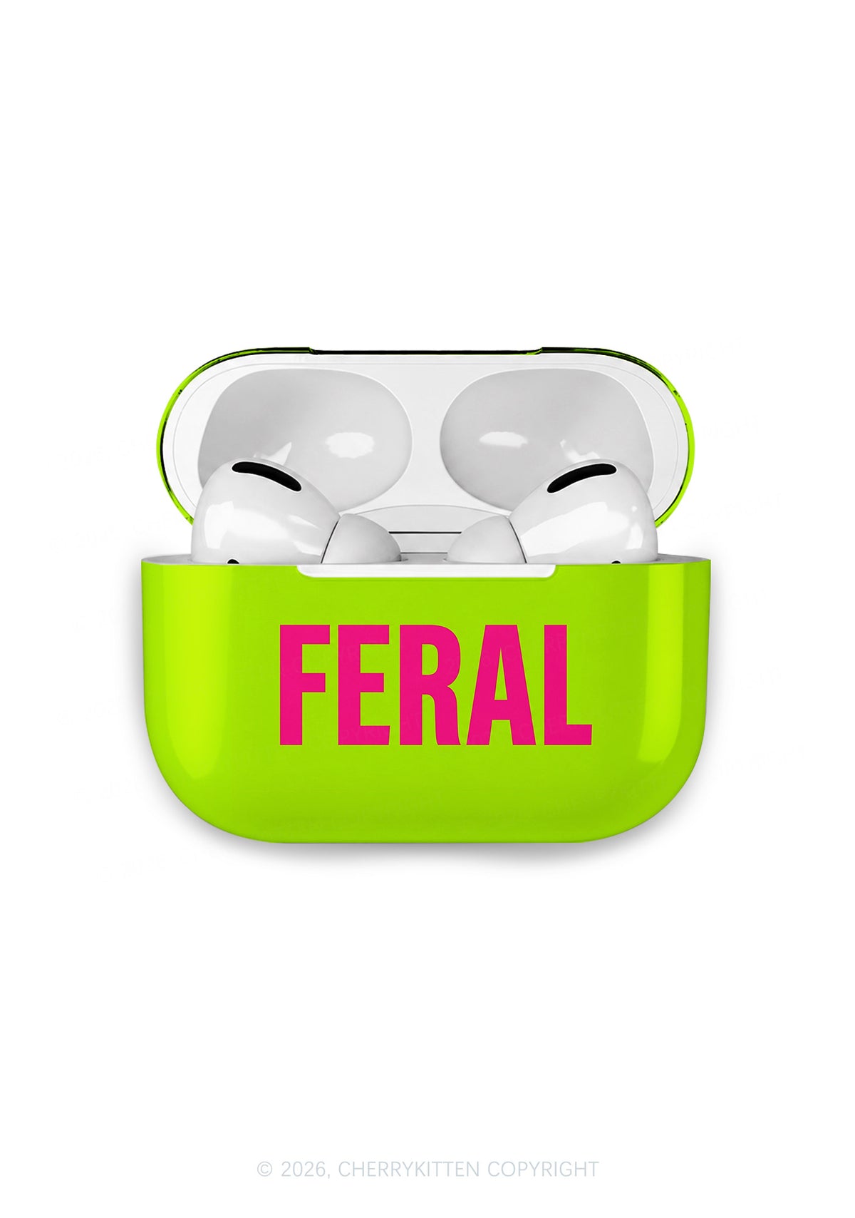 Pink Feral On Green Y2K Earphone Case Cherrykitten