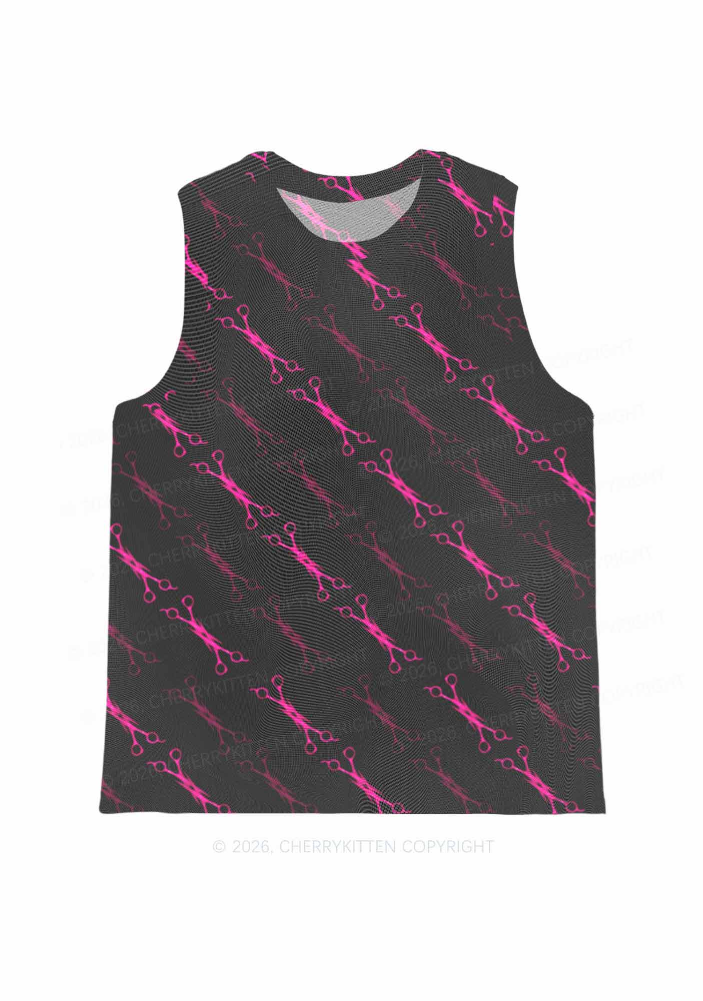Pink Scissors Pride Y2K Mesh Muscle Tank Cherrykitten