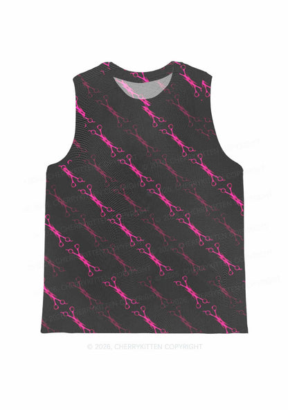 Pink Scissors Pride Y2K Mesh Muscle Tank Cherrykitten