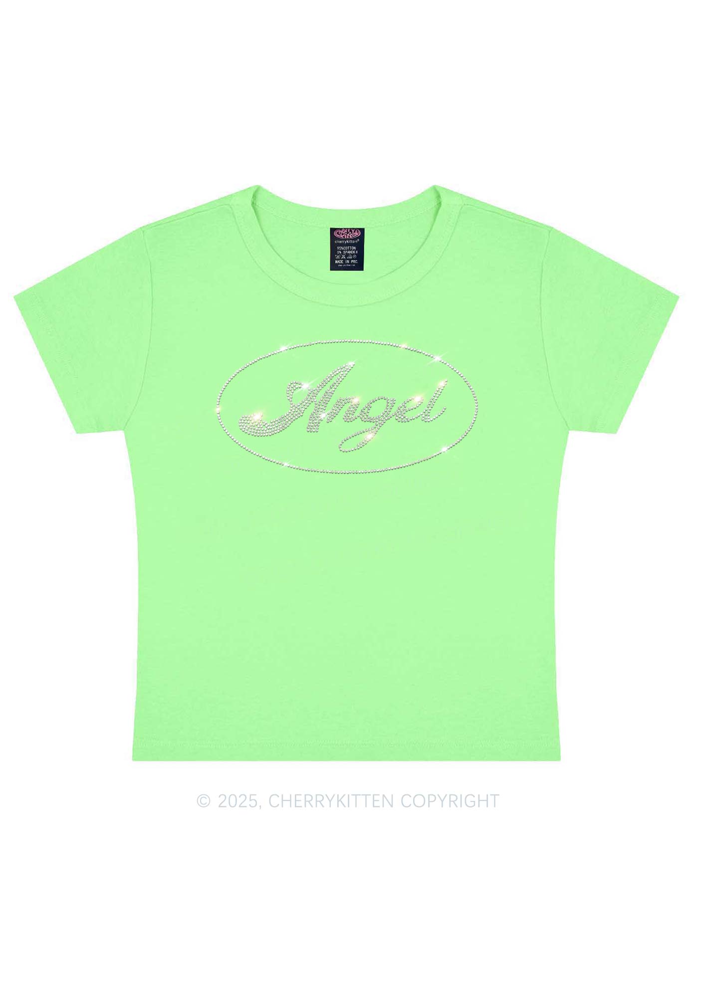 Rhinestone Angel Y2K Baby Tee Cherrykitten