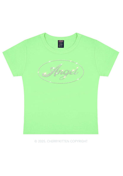 Rhinestone Angel Y2K Baby Tee Cherrykitten