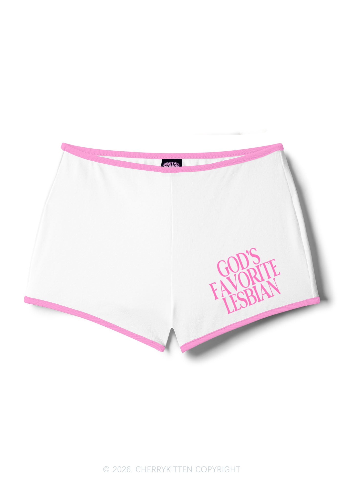 Gods Favorite Lesbian Pride Y2K Booty Shorts Cherrykitten