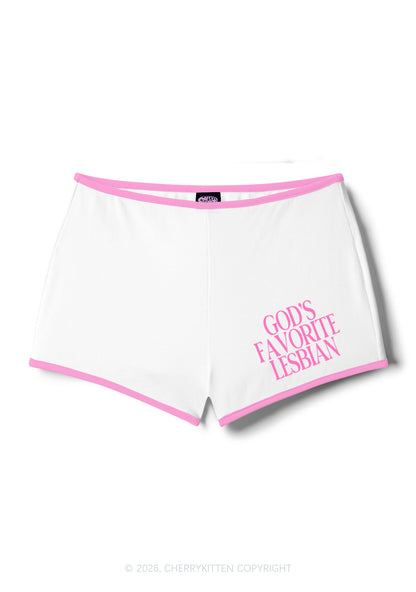 Gods Favorite Lesbian Pride Y2K Booty Shorts Cherrykitten