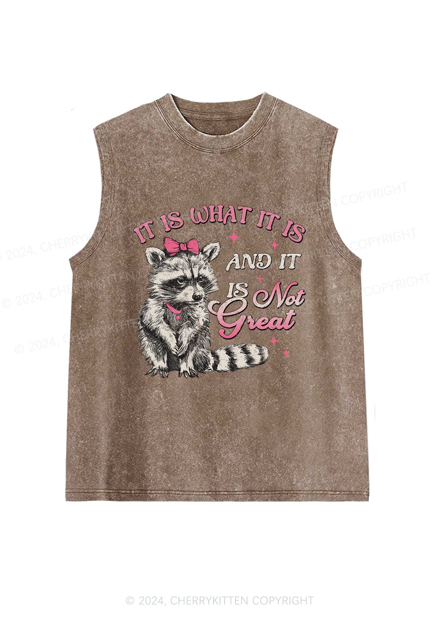 Not Great Raccoon Y2K Washed Tank Cherrykitten