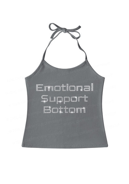 Rhinestone Emotional Support Bottom Pride Y2K Halter Neck Cami Cherrykitten