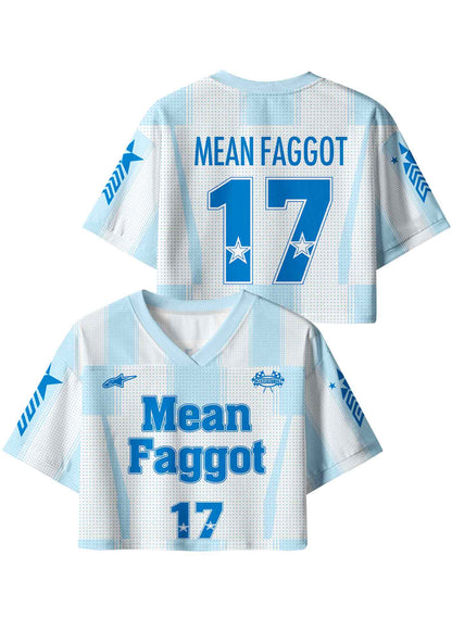 Blue Mean Faggot Pride Y2K Crop Sport Jersey Shirts Cherrykitten