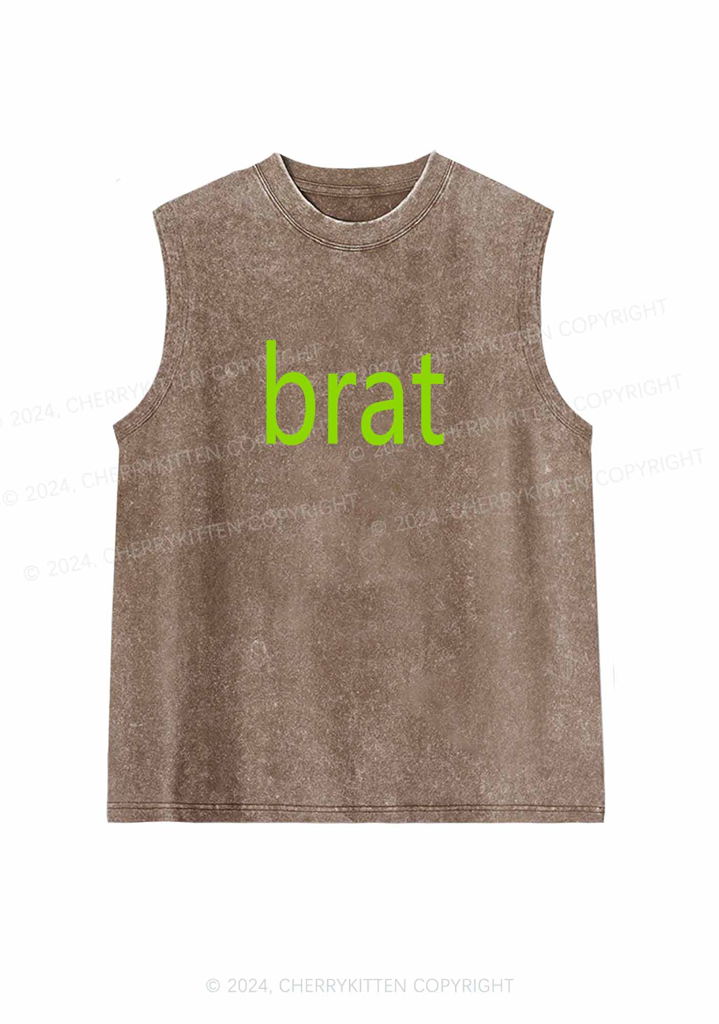 Green Brat Y2K Washed Tank Cherrykitten
