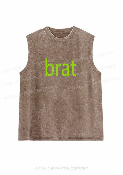 Green Brat Y2K Washed Tank Cherrykitten