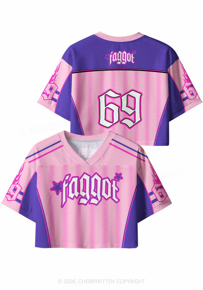 Faggot Purple Star Pride Y2K Crop Sport Jersey Shirts Cherrykitten