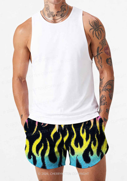 Pansexuality Flame Pride Y2K Print Men Beach Shorts Cherrykitten
