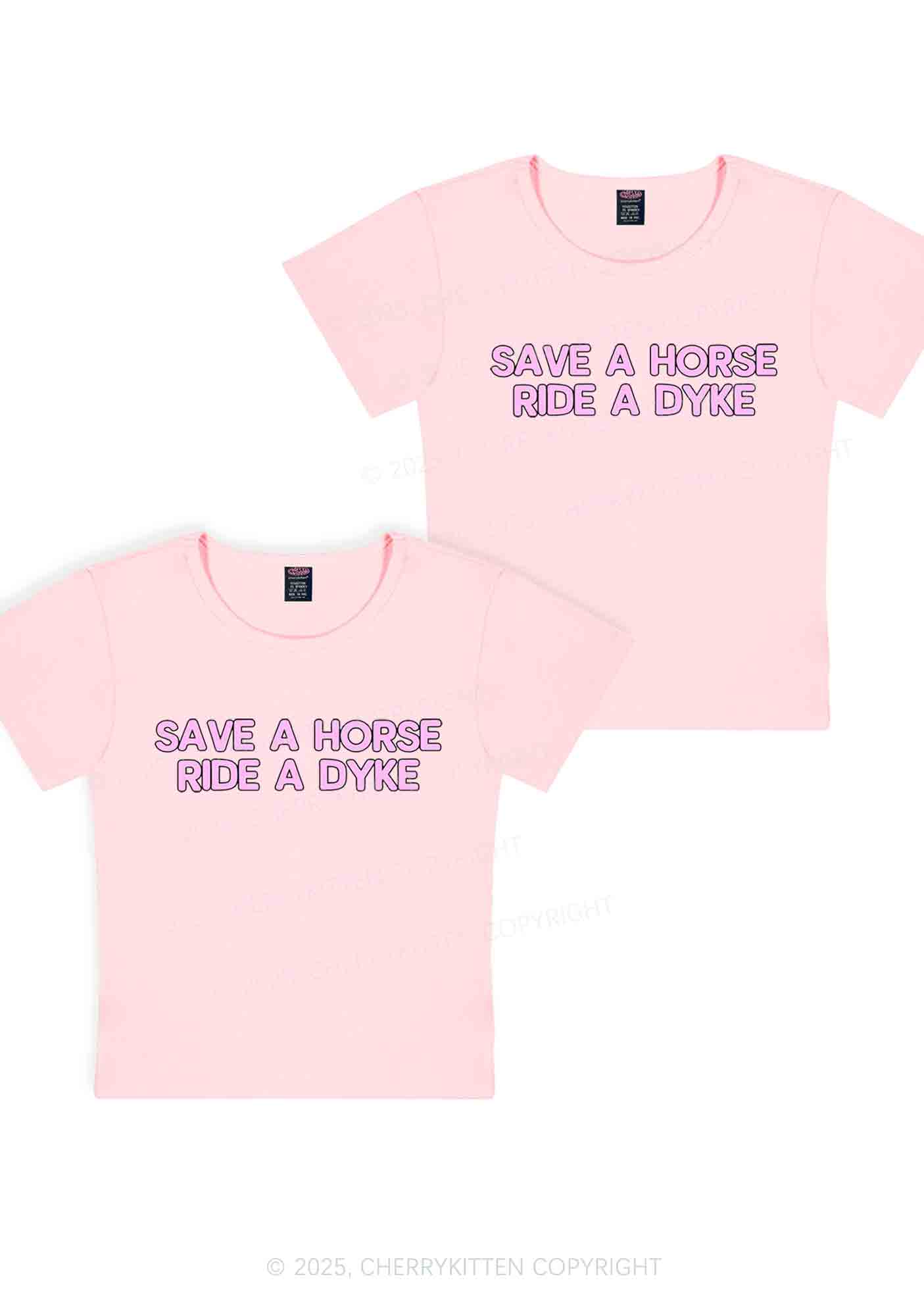 Save Horse Ride Dyke Y2K Valentine's Day Baby Tee Cherrykitten