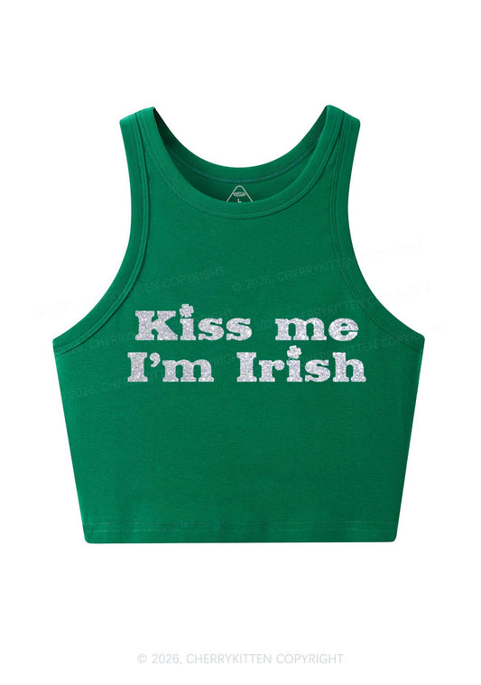 Glitter Kiss Me Y2K Crop Tank Top Cherrykitten