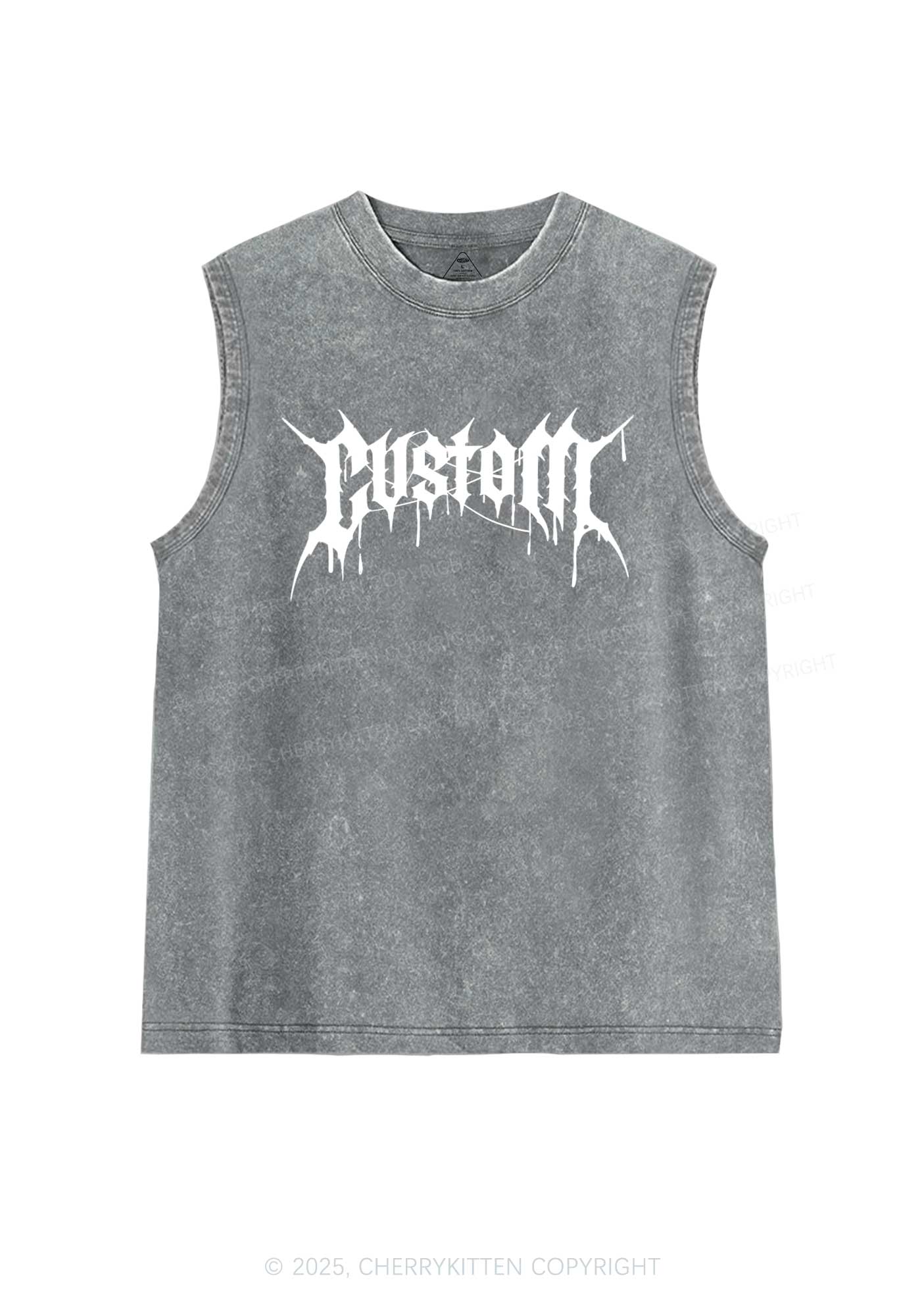Custom Font Art Y2K Washed Muscle Tank Cherrykitten