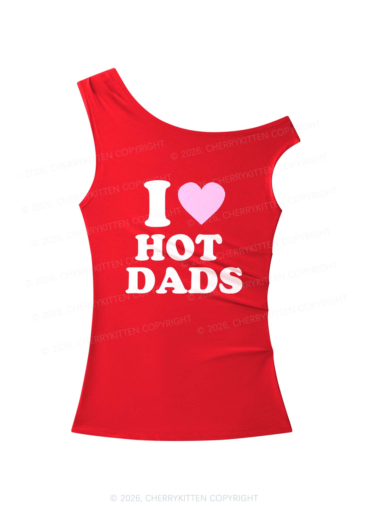 I Love Hot Dads Y2K Off Shoulder Tank Top Cherrykitten