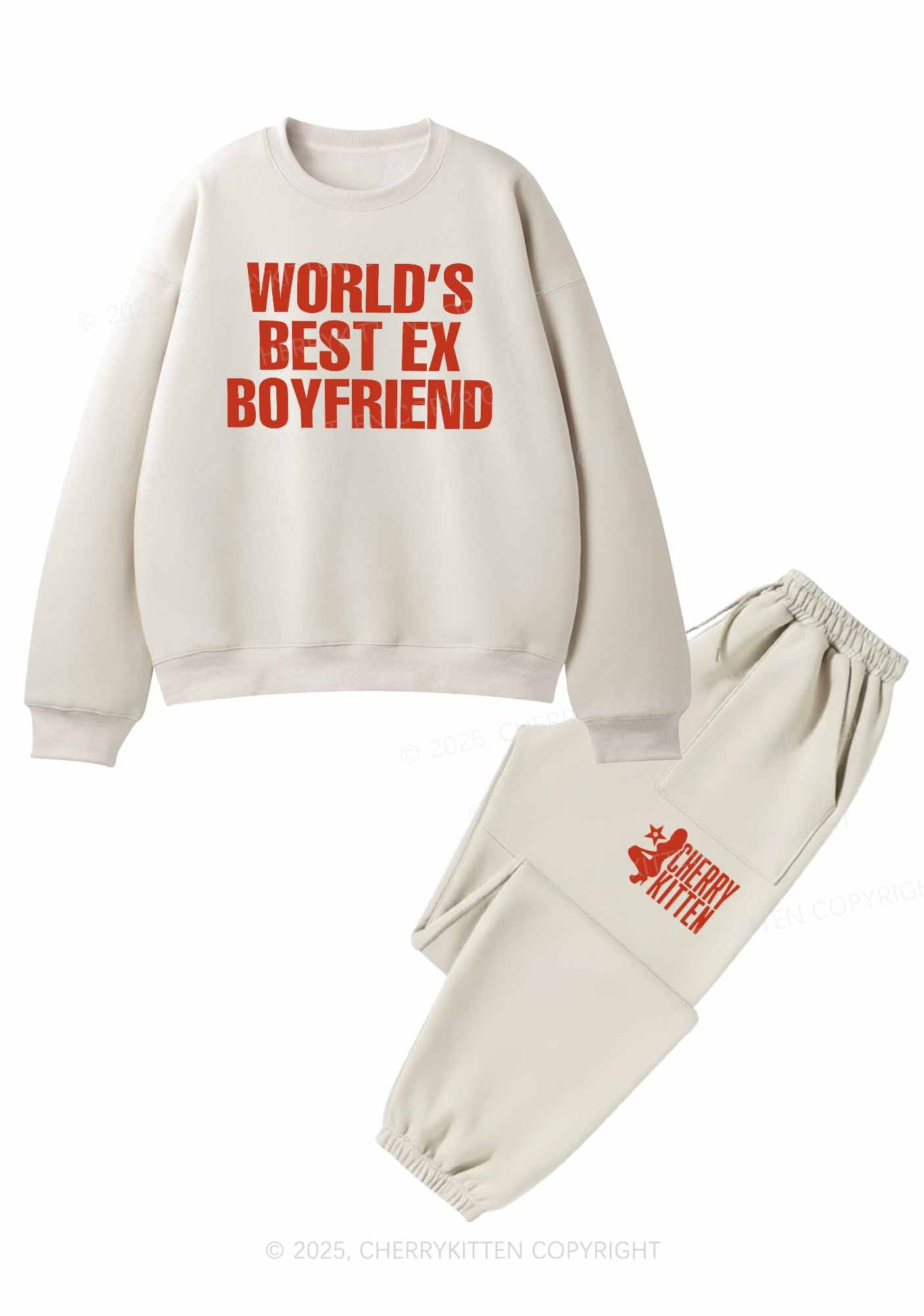 Best Ex Boyfriend Y2K Fleece Sweatshirts Set Cherrykitten