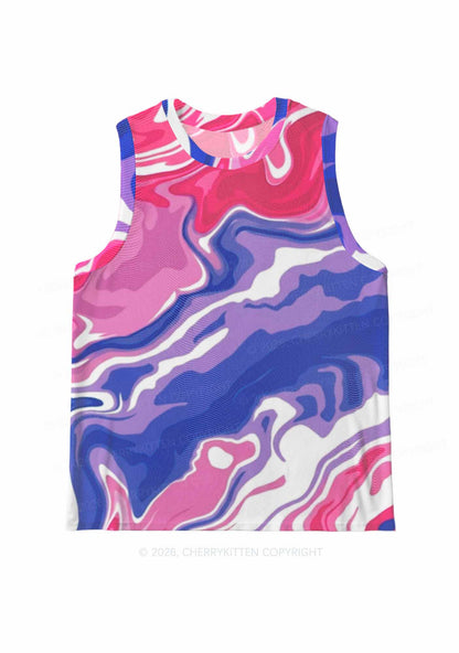 Bisexual Liquid Tie Dye Pride Y2K Mesh Muscle Tank Cherrykitten