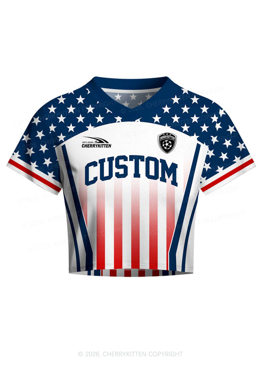 Custom American Flag Y2K Crop Football Jersey Shirts Cherrykitten
