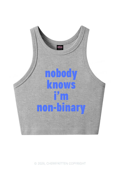 Nobody Knows Im Nonbinary Pride Y2K Crop Tank Top Cherrykitten