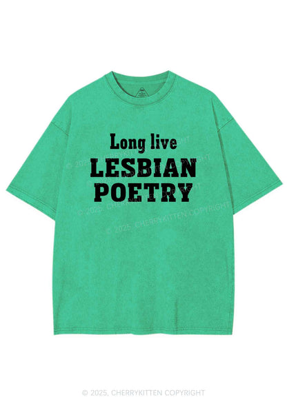 Lesbian Poetry Pride Y2K Shirts Washed Tee Cherrykitten