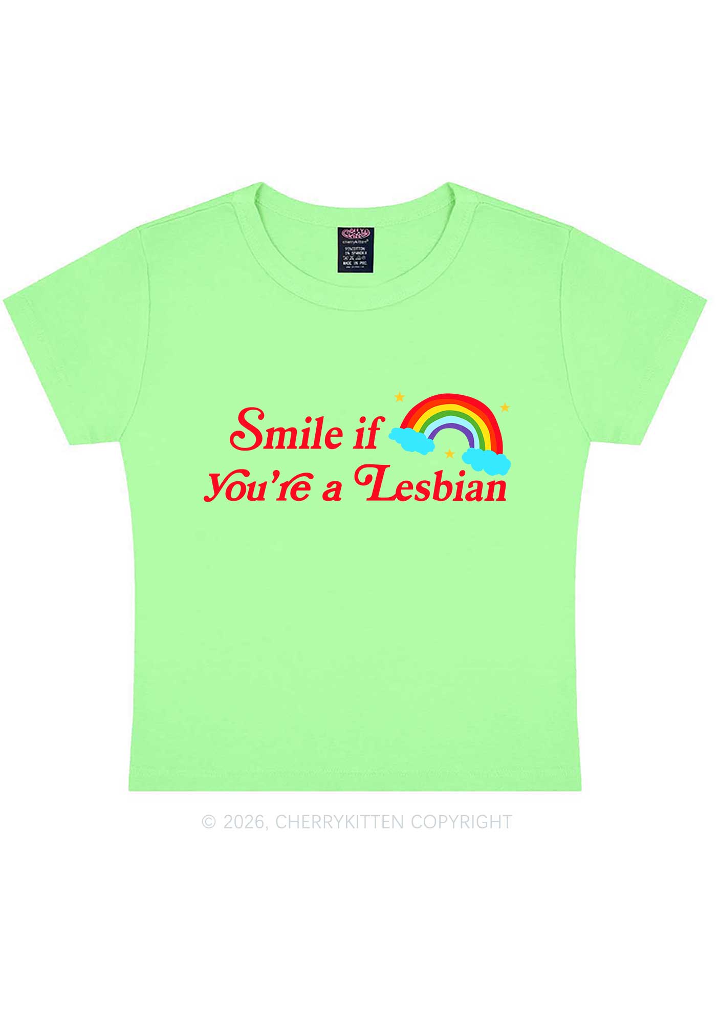 Smile If You Are Lesbian Pride Y2K Baby Tee Cherrykitten