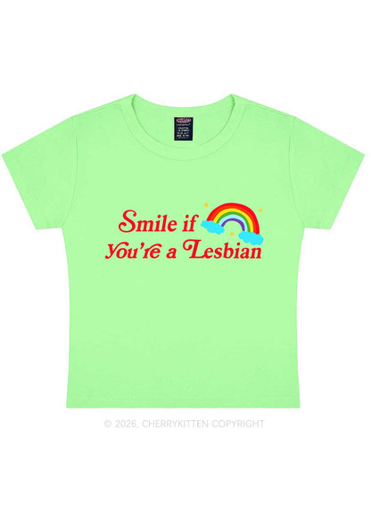 Smile If You Are Lesbian Pride Y2K Baby Tee Cherrykitten