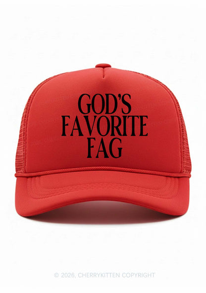 Gods Favorite Fag Pride Y2K Trucker Hat Cherrykitten