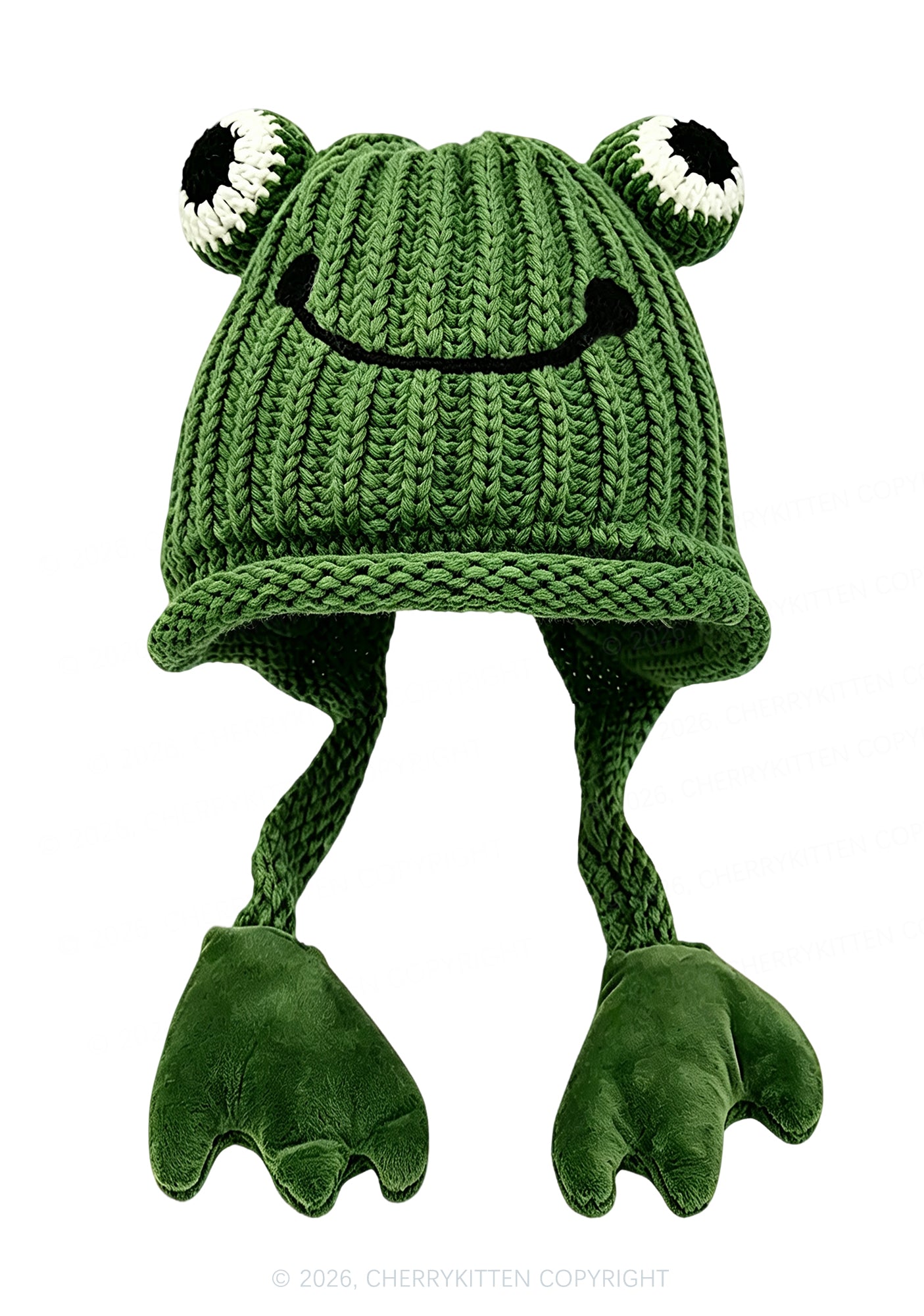 Frog Earflap Y2K Knitted Hat Cherrykitten