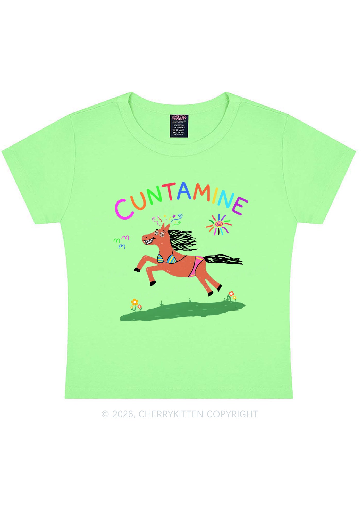 Cxxtamine Pony Y2K Baby Tee Cherrykitten